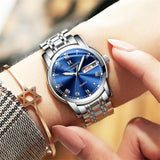 Watch Men Women Business Waterproof Clock Auto Date Silver Steel Mens Watches Fashion Casual Ladies Quartz Wristwatch NEW