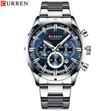 Curren Men&#39;s Watch Blue Dial Stainless Steel Band Date Mens Business Male Watches Waterproof Luxuries Men Wrist Watches for Men