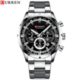 Curren Men&#39;s Watch Blue Dial Stainless Steel Band Date Mens Business Male Watches Waterproof Luxuries Men Wrist Watches for Men