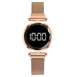 Luxury LED Women Magnetic Bracelet Watches Rose Gold Digital Dress Watch