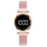 Luxury LED Women Magnetic Bracelet Watches Rose Gold Digital Dress Watch