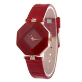 Women Watches Gem Cut Geometry Crystal Leather