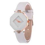 Women Watches Gem Cut Geometry Crystal Leather