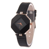 Women Watches Gem Cut Geometry Crystal Leather