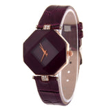 Women Watches Gem Cut Geometry Crystal Leather