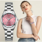 CHRONOS Women Luxury Rhinestone Stainless Steel Quartz Watch