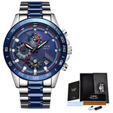 LIGE Men Watches Top Brand Luxury Stainless Steel Blue Waterproof