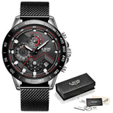 LIGE Men Watches Top Brand Luxury Stainless Steel Blue Waterproof