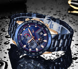 LIGE Men Watches Top Brand Luxury Stainless Steel Blue Waterproof