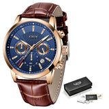 Watches Mens 2021 LIGE Top Brand Luxury Casual Leather Quartz Men's Watch Business Clock Male Sport Waterproof Date Chronograph