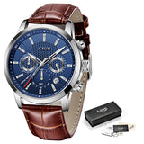 Watches Mens 2021 LIGE Top Brand Luxury Casual Leather Quartz Men's Watch Business Clock Male Sport Waterproof Date Chronograph