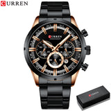 Curren Men&#39;s Watch Blue Dial Stainless Steel Band Date Mens Business Male Watches Waterproof Luxuries Men Wrist Watches for Men