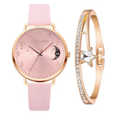 Women Watch Moon Numbers Dial Bracelet Watches Set Ladies Leather Band Quartz Wristwatch Women Female Clock Relogio Mujer Hot