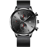 Brand Mens Luxury Watches Fashion Stainless Steel Mesh Belt Quartz Wrist Watch Men Wristband Luminous Clock relogio masculino