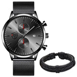 Brand Mens Luxury Watches Fashion Stainless Steel Mesh Belt Quartz Wrist Watch Men Wristband Luminous Clock relogio masculino