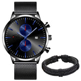 Brand Mens Luxury Watches Fashion Stainless Steel Mesh Belt Quartz Wrist Watch Men Wristband Luminous Clock relogio masculino