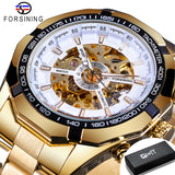 Forsining 2021 Stainless Steel Waterproof Mens Skeleton Watches Top Brand Luxury Transparent Mechanical Sport Male Wrist Watches