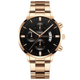 Fashion Men Luxury Stainless Steel Watch Calendar Date Quartz Wrist Watch Watches for Man Business Leather Clock часы мужские