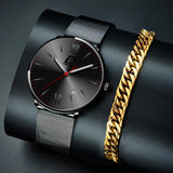 relogio masculino 2022 New Mens Watches Luxury Stainless Steel Mesh Belt Quartz WristWatch Men Calendar Luminous Bracelet Clock