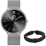 relogio masculino 2022 New Mens Watches Luxury Stainless Steel Mesh Belt Quartz WristWatch Men Calendar Luminous Bracelet Clock