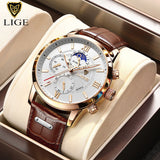 2022 New Mens Watches LIGE Top Brand Luxury Leather Casual Quartz Watch Men&#39;s Sport Waterproof Clock Watch Relogio Masculino+Box