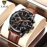 2022 New Mens Watches LIGE Top Brand Luxury Leather Casual Quartz Watch Men&#39;s Sport Waterproof Clock Watch Relogio Masculino+Box