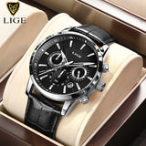 2022 New Mens Watches LIGE Top Brand Luxury Leather Casual Quartz Watch Men&#39;s Sport Waterproof Clock Watch Relogio Masculino+Box