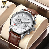 2022 New Mens Watches LIGE Top Brand Luxury Leather Casual Quartz Watch Men&#39;s Sport Waterproof Clock Watch Relogio Masculino+Box