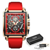 LIGE 2022 Men Watch Top Brand Luxury Waterproof Quartz Square Wrist Watches for Men Date Sports Silicone Clock Male Montre Homme