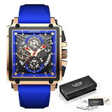 LIGE 2022 Men Watch Top Brand Luxury Waterproof Quartz Square Wrist Watches for Men Date Sports Silicone Clock Male Montre Homme