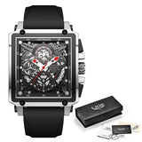 LIGE 2022 Men Watch Top Brand Luxury Waterproof Quartz Square Wrist Watches for Men Date Sports Silicone Clock Male Montre Homme