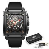 LIGE 2022 Men Watch Top Brand Luxury Waterproof Quartz Square Wrist Watches for Men Date Sports Silicone Clock Male Montre Homme