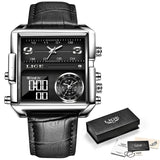 LIGE 2022 Men Watch Top Brand Luxury Waterproof Quartz Square Wrist Watches for Men Date Sports Silicone Clock Male Montre Homme