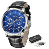 2022 New Mens Watches LIGE Top Brand Leather Chronograph Waterproof Sport Automatic Date Quartz Watch For Men Relogio Masculino