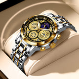 LIGE 2022 New Fashion Men Watch Calendar Stainless Steel Top Brand Luxury Sports Chronograph Quartz Watch Relogio Masculino+Box