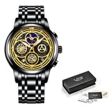 LIGE 2022 New Fashion Men Watch Calendar Stainless Steel Top Brand Luxury Sports Chronograph Quartz Watch Relogio Masculino+Box