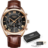 2022 LIGE Watch For Men Top Brand Luxury Waterproof 24 Hour Date Quartz Clock Brown Leather Sports WristWatch Relogio Masculino