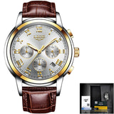 2022 LIGE Watch For Men Top Brand Luxury Waterproof 24 Hour Date Quartz Clock Brown Leather Sports WristWatch Relogio Masculino