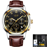 2022 LIGE Watch For Men Top Brand Luxury Waterproof 24 Hour Date Quartz Clock Brown Leather Sports WristWatch Relogio Masculino