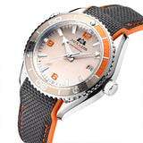 Men Automatic Self Wind Mechanical Canvas Rubber Strap Orange Blue Red Luxury Watch