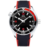Men Automatic Self Wind Mechanical Canvas Rubber Strap Orange Blue Red Luxury Watch