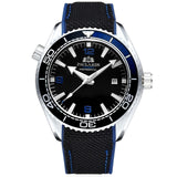 Men Automatic Self Wind Mechanical Canvas Rubber Strap Orange Blue Red Luxury Watch