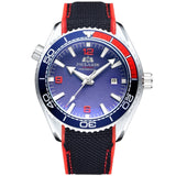 Men Automatic Self Wind Mechanical Canvas Rubber Strap Orange Blue Red Luxury Watch