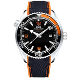Men Automatic Self Wind Mechanical Canvas Rubber Strap Orange Blue Red Luxury Watch