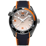 Men Automatic Self Wind Mechanical Canvas Rubber Strap Orange Blue Red Luxury Watch