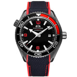 Men Automatic Self Wind Mechanical Canvas Rubber Strap Orange Blue Red Luxury Watch