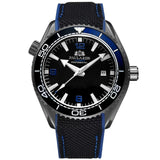 Men Automatic Self Wind Mechanical Canvas Rubber Strap Orange Blue Red Luxury Watch