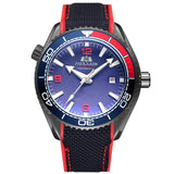 Men Automatic Self Wind Mechanical Canvas Rubber Strap Orange Blue Red Luxury Watch