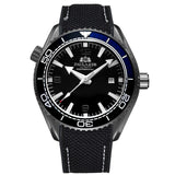Men Automatic Self Wind Mechanical Canvas Rubber Strap Orange Blue Red Luxury Watch