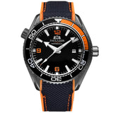 Men Automatic Self Wind Mechanical Canvas Rubber Strap Orange Blue Red Luxury Watch